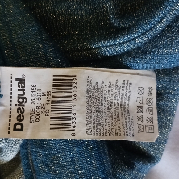 DESIGUAL Boho Dolman Sleeve Floral Mettalic Disco Mini Dress, Sz M - Picture 12 of 15